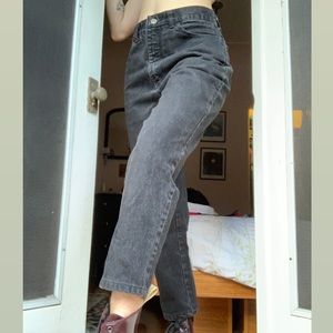 30" VINTAGE High Waist Black Gray Mom Jeans 90s